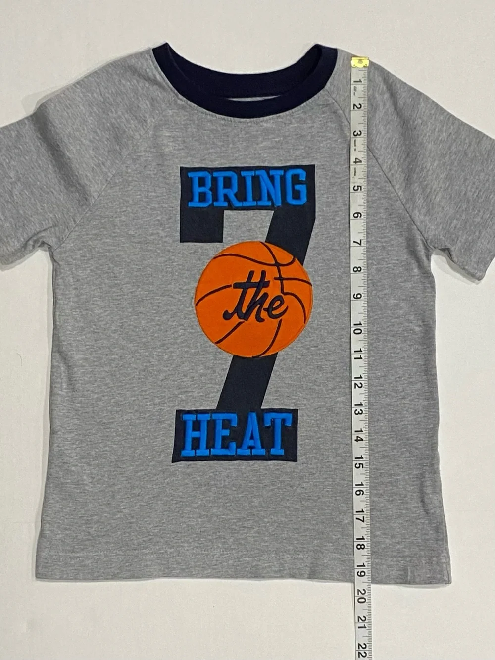 Gymboree Boys Gray  'Bring the Heat' Short Sleeve Basketball T-Shirt Small (5-6)